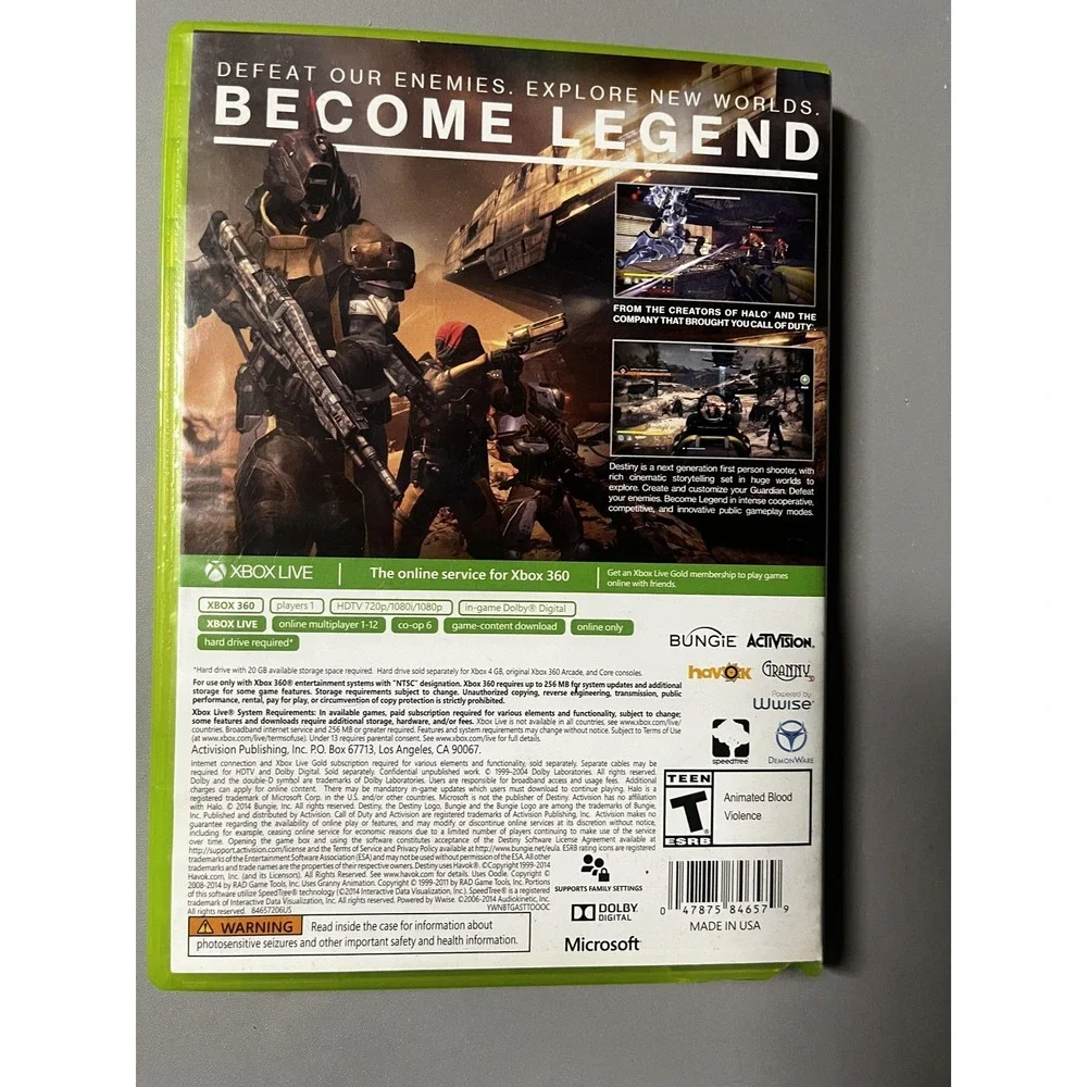 Microsoft Xbox 360 Game Lot Of 8 Skyrim Destiny Black Ops 2 Battlefield 3 HAWX